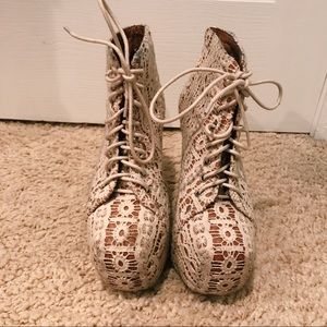 Jeffrey Campbell Crochet Lace Up Booties